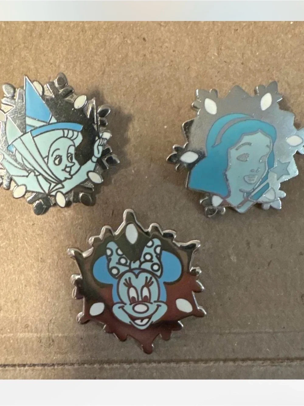 Blue Character Snowflake Enamel Pins -